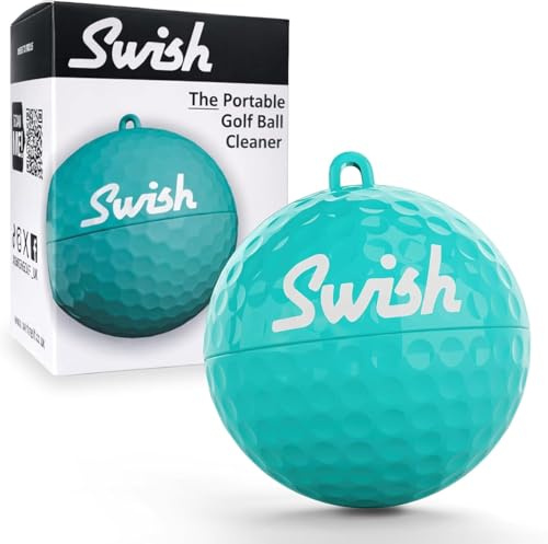 Swish Tragbarer Golfball-Reiniger, kompaktes Golfball-Reinigungsset & Golftaschen-Zubehör, schnelle und einfache Reinigung mit Clip-On-Design und separatem Gürteltuch, ideales Golfgeschenk für Männer