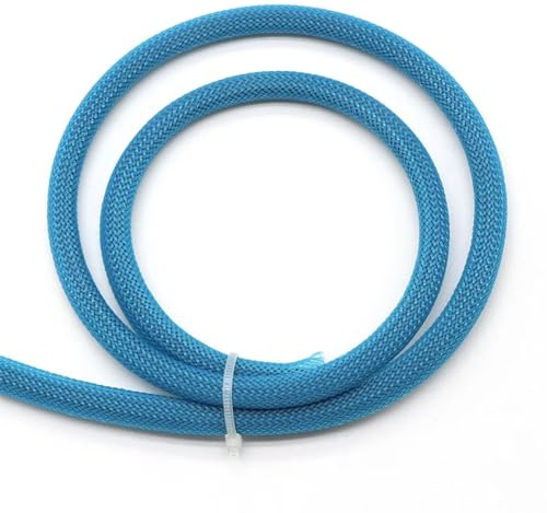 Guaina Cavi 1/5/10M Blu-Oro-Rosso PET Cavo Intrecciato Manicotto 3 4 6 8 10 12 16 20 25 30 40mm Stretto Ad Alta Densità Espandibile(UV Blue,8mm,1 Meter)