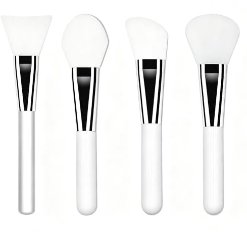 CBMZHF Lot de 4 pinceaux en silicone pour masque facial, 4 formes de tête uniques, spatule hygiénique facile à nettoyer, couverture uniforme, outil de beauté pour application de masque, sérum, lotion