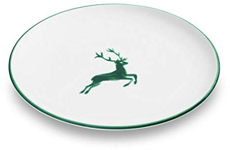 GMUNDNER KERAMIK Speiseteller, Durchmesser: 25 cm, Grüner Hirsch, handgemachte Keramik aus Österreich
