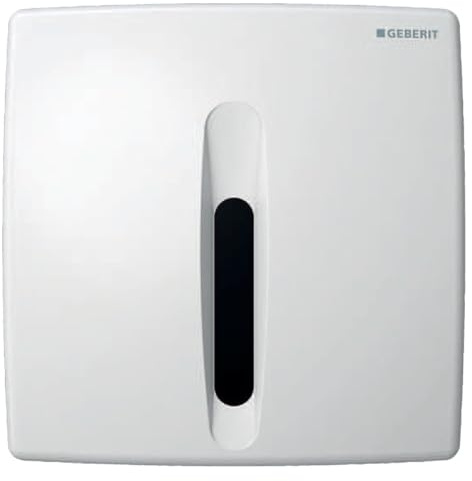 Geberit Urinalsteuerung mit elektronischer Spülauslösung, Netzbetrieb, Abdeckplatte Kunststoff, Basic, 115.817.11.5, Farbe: Weiß