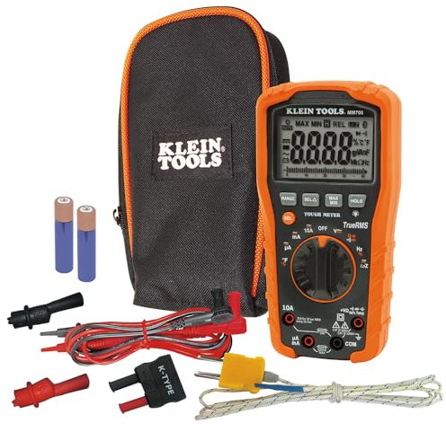 Digital Multimeter TRMS/Low Impedance, Auto-Ranging 1000V Klein Tools MM700, Black/Orange