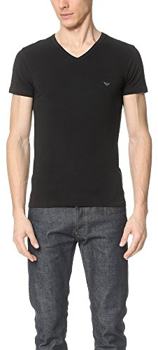 Emporio Armani T-shirt för män, ikonisk logotyp, pyjamasöverdel, Vit B, XXL