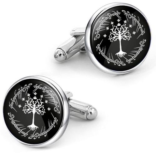 Kooer Manschettenknöpfe für Männer, Weiß, Hochzeit, Weihnachten, Geschenk für Männer, Vater, Ehemann, Silberne Manschettenknöpfe, M Size