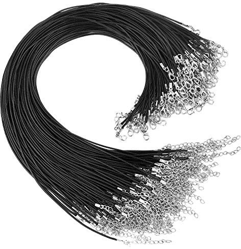 TUPARKA 120 Pcs Lederband Schwarz Lederband Kette mit Verschluss 20 Zoll schwarz Halskette Schnur für DIY Schmuck Halskette Leder Basteln Schmuckherstellung