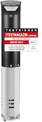 CASO SV 1200 Smart - Sous Vide Garer, calentamiento rápido gracias a sus potentes 1200 W, totalmente impermeable, Sous Vide Stick controlable con la aplicación CASO Control 3D – Circulación