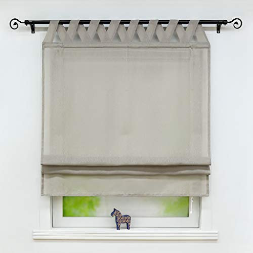 Joyswahl Raffrollo Halbtransparentes Unifarbiges Bändchenrollo »Mila« Schals mit Schlaufen Fenster Vorhänge BxH 100x140cm Grau 1er Pack