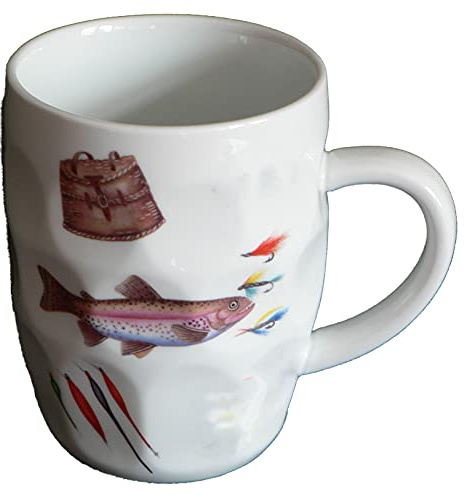 Fishing Design Ceramic dimple tankard, Pint Mug