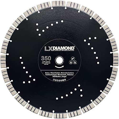 LXDIAMOND Diamant-Trennscheibe 350mm x 20,0mm Premium 15mm Segmente passend für Beton Stahlbeton Waschbeton Universal Diamantscheibe für Winkelschleifer Trennjäger 350 mm