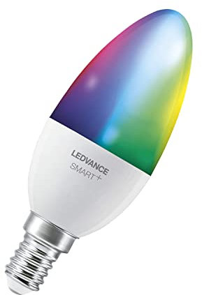 LEDVANCE Smarte LED-Lampe mit WiFi Technologie, Sockel E14, Dimmbar, Lichtfarbe änderbar (2700-6500K), RGB Farben änderbar, ersetzt Glühlampen mit 40 W, SMART+ WiFi Candle Multicolour, 3er-Pack