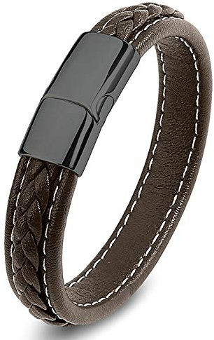 Beydodo Armband Leder Herren 20CM, Armband Freundschaft Braun Geflochten Partnerarmband Edelstahl Leder mit Magnetverschluss