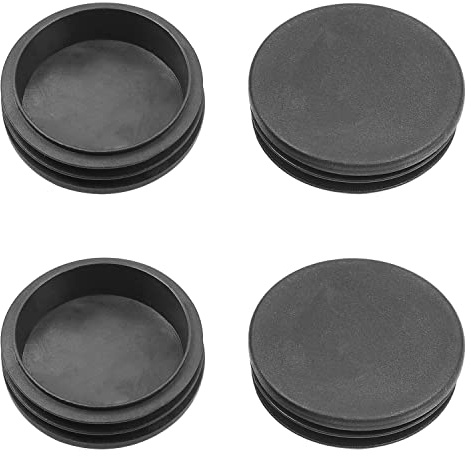 MroMax Rundrohrstopfen, 60 mm, 4 Stück, Endkanalkappen für Handlauf, Treppenschutzrohr, schwarz