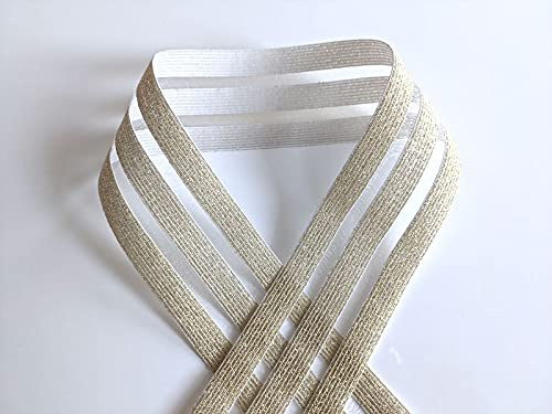 Glitzer Gummiband mit 3 Streifen, 3 Meter - 5 cm breit, Gold