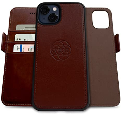 Dreem Vegane Leder Magnetische Abnehmbare Brieftaschenhülle für iPhone 13 | Integrierter Handyhalter, RFID-blockierende Kartenhülle, Klapphülle, MagSafe-kompatibel, Geschenkbox [Fibonacci: Kaffee]