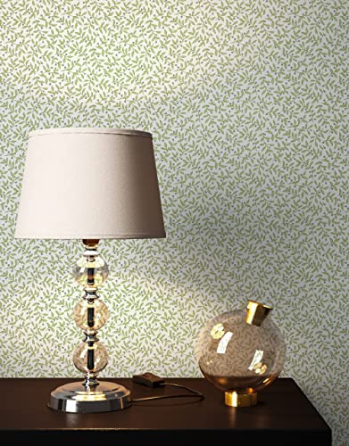 NEWROOM Papier peint Vert Fleur Intissé - Maison de Campagne Blanc Feuilles Prairie Romantique