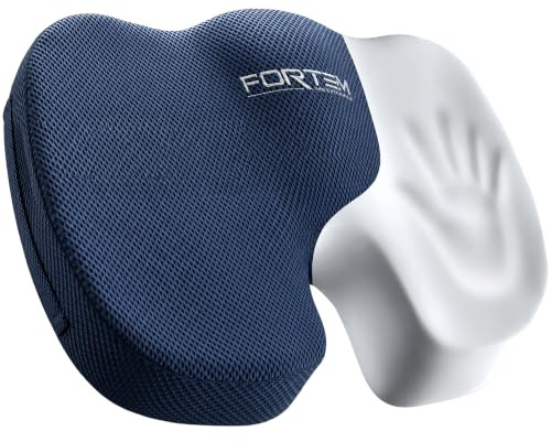 FORTEM Sittdyna för Kontorsstol, Sittdyna i Memory Foam, Halkfri Kudde för Gaming, Sittkudde för Bilstol, Datorstolsdyna, Tvättbart överdrag