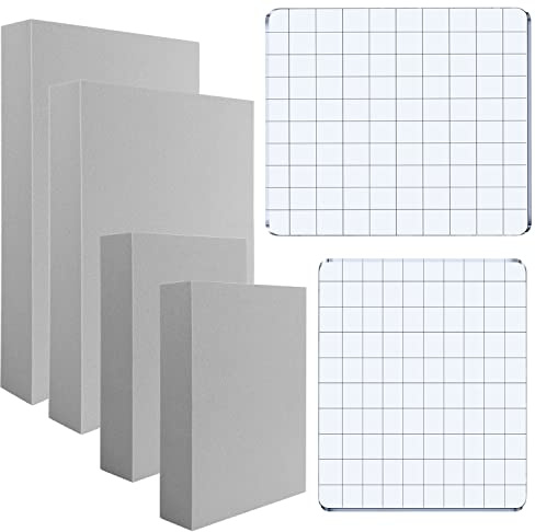 8 Stück Stempelschaum, grau, formbarer Schaumstoff mit Acryl-Stempelblock, Kunststoff-Pad, geschnitten und trocken, Modellierung, DIY Kunst und Handwerksprojekte