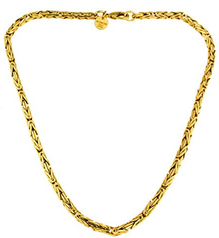 Byzantiner Königskette rund geschliffen 18kt vergoldet 4mm Länge 80cm, Halskette Herren-Kette Goldkette Damen Geschenk Schmuck ab Fabrik Tendenze-Italy