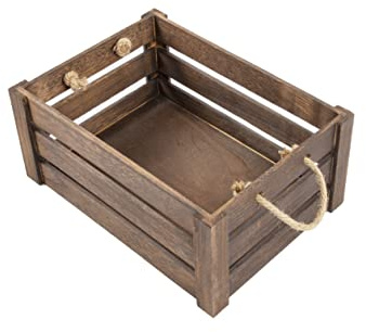Wickerfield Strong Rope Handle Wooden Crates Storage Box Wooden Shelves Large Storage Box Christmas Eve Box (Brown, Extra Large)