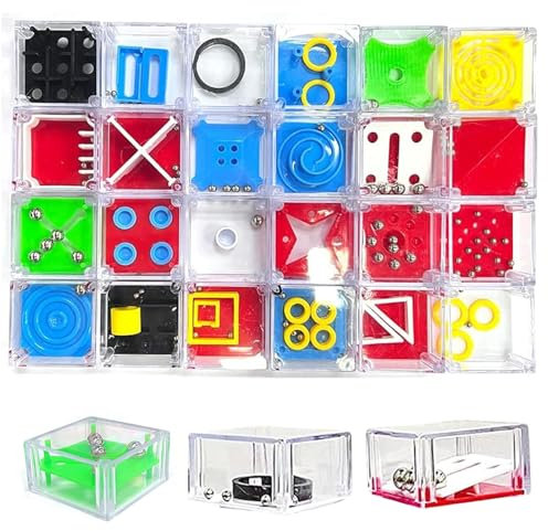 24 Stück Geduldspiele für Kinder, Knobelspiele Adventskalender Mini Puzzle Kinder Geschicklichkeitsspiele, Denkspiele, Geeignet als Geburtstagsparty-Geschenke, Knobel Adventskalender, Mitbringsel