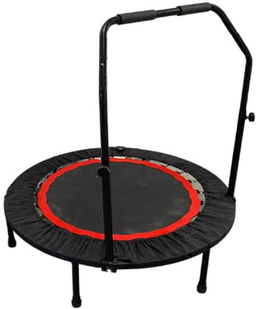 ATC Handels GmbH Trampolin Fitness mit und ohne Railing in 100 oder 120 cm - Fitness für zuhause, effektives Training, Stressabbau, Herz-Kreislauf-System in Schwung bringen (120 cm, mit Railing)