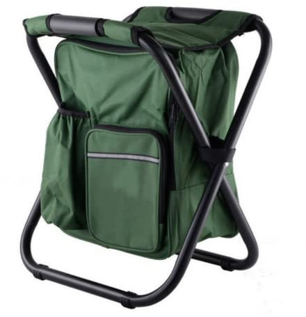 LSOAARRT Rucksackstuhl Tragbarer Campinghocker Faltbarer Stuhl Oxford-Stoff Kühltasche zum Angeln Camping Outdoor (Grün)