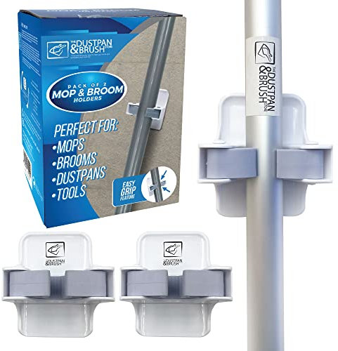 Mop & Broom Holder for Easy Storage of Mops, Broom, Dustpans and Tools - Broom Holder Wall Mounted Gripper - Perfect to Use on Cupboards, Bathroom, Sheds and Garage