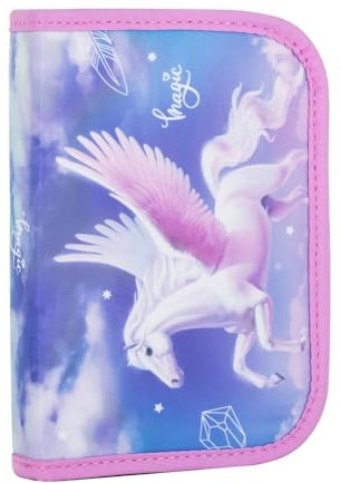 Ragusa-Trade Mädchen Kinder Pferde Einhorn Pegasus 1-Fach Federtasche Federmappe Schlamper, leer ohne Inhalt, lila/rosa, 20,5 x 14 x 4 cm
