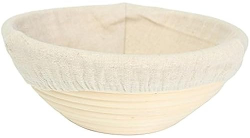 Cesta de fermentación de pan, cesta redonda de 20 cm con revestimiento de tela, cesta de fermentación de masa fermentada, recipiente para herramientas para hornear