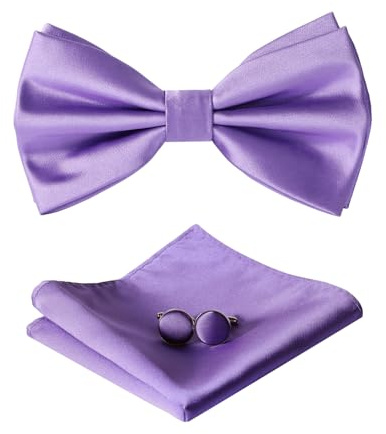 HOULIFE Fliege Herren Set Verstellbare Fliege aus Satin Vorgebunden Fliege | Verstellbares Band, Einheitsgröße für alle, Leicht zu tragen, Geschenkbox-Paket, für Party & Hochzeit