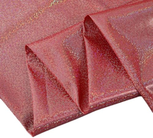 Whakano Glänzender Glitzer Modestoff Heißprägen Glanz Dekostoff Meterware,universal Stoff zum Nähen Dekorieren für Vorhänge Gardinen Bühne Kostüm Kleid Bekleidung,Rot,100cm x 150cm