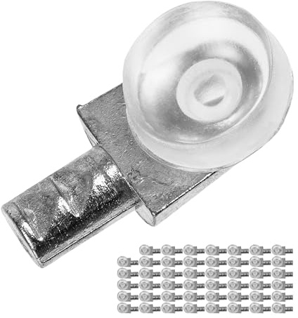 Regalboden Träger, 48 Stück, Bodenträger für Ø 5 mm Bohrlöcher, mit 14 x 10 mm Auflagefläche, massiver Stahl, Rost-frei, Einlegeboden Halter mit Soft Pad, Regalbodenträger Möbel, Regalstütze Fachboden