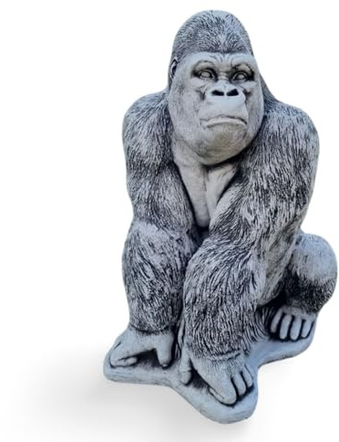 gartendekoparadies.de AFFE Gorilla Steinfigur, H. 55 cm, 62 kg, Grau, Frostsicher aus Steinguss für Außenbereich