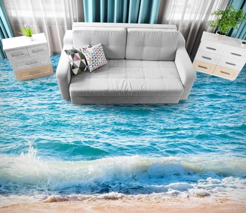 Benutzerdefinierte Boden Wasserdichte Stereo-Aufkleber 3D blaue Wellen, 430 x 300 cm 3D-Bodenfliesen Aufkleber Bodenbelag Tapete Wandbild PVC Wasserdicht selbstklebende Tapete Wohnkultur