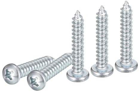 DTGN #8x1 Phillips Pan Head Self-tapping Screw - 50Pack - Zinc Plated Carbon Steel Sheet Metal Screws Wood Screws