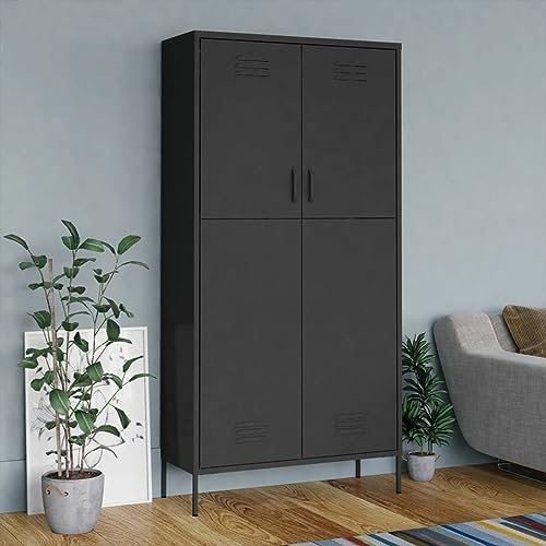 ARKEM Armario de Acero Gris Antracita Armarios Multiusos Mueble Oficina Armario Lavadero 90x50x180 cm