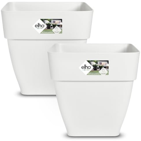 Gardebruk® 2X Blumentopf Vibia Campana 36x35x36cm Abstandhalter eckig Übertopf Pflanzkasten Pflanzentopf Pflanzgefäß Kunststoff Blumenkasten weiß