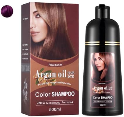 Generic 500ML Haarfarbe Pflanze, Lila Braun Wein Schwarz Permanente Coloration für bis zu 10 Wochen Farbintensität und 70% weniger Haarbruch (Lila)