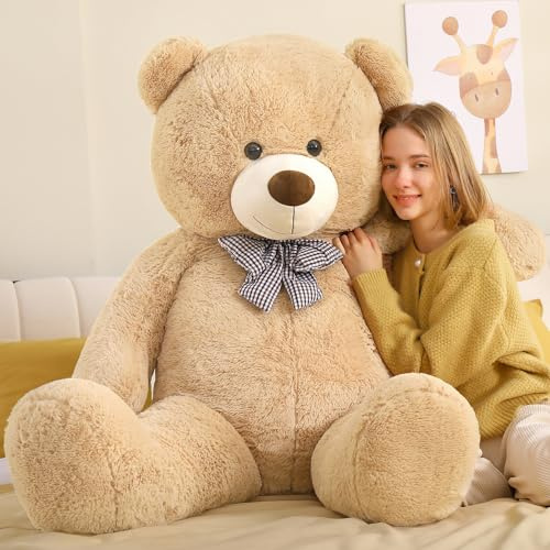 MorisMos 140cm riesen Teddy, groß teddybär XXL Valentinstag deko bär, weich XXL Kuscheltier plüschbär Kinder freudin Frauen mädchen