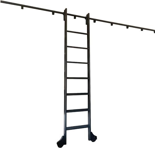 FZZIBQYR Hardware-Kit für Schiebeleiterschienen | Gleitschienen-Rollenschrank-Zubehör, Hardware-Kit für Schiebetür im Scheunenstil, Rollleiterschiene, Keine Leiter – 2 m, 3 m, 4 m, 6 m (Größe: 3,3 Fu