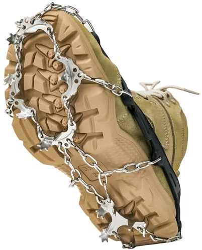 HOSLAFON Steigeisen, Eiskrallen für Stiefelschuhe, Silikon-Edelstahl-Greifer, Schuhspikes, Griffe, Traktion für EIS, Schnee