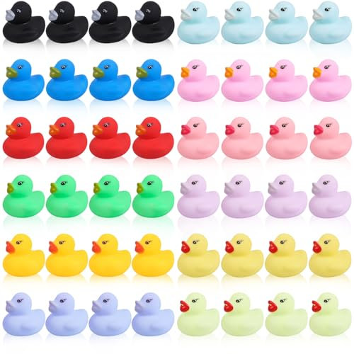 Dncvb 48 Stück Quietscheente, Bunt Gummiente, Klein Badeenten, Badespielzeug für Kinder, Quietschente, Rubber Duck, Lustig Gummi Badeenten für Kinder Dusch Geburtstags Partyartikel