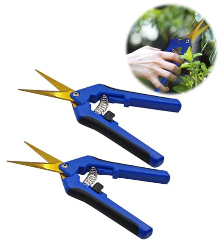 HAISHANG 2Pcs Professional Garden Scissors, Straight Tip Gardening Pruning Secateurs with Titanium Coated Blades, Flower Pruning Shears, Trimming Scissors for Florist Plants Vegetables Fruits Rose