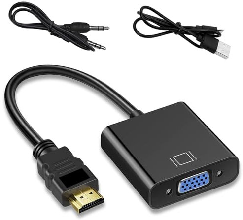 YOURKAY Adattatore HDMI a VGA, HDMI maschio a VGA femmina Convertitore Unidirezionale da computer H-DMI a V-GA Monitor Adattatore (maschio a femmina) per computer, laptop, monitor, proiettore, TV