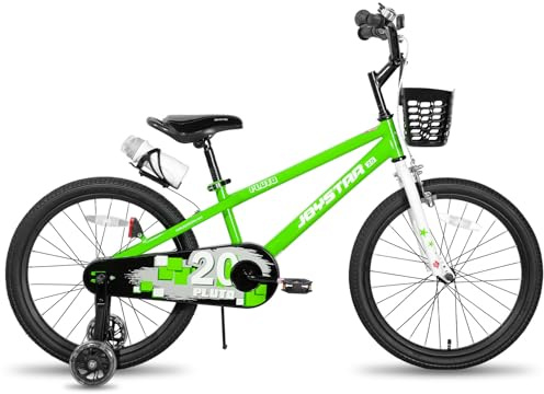 JOYSTAR Pluto Kids Bike 18 tums barncykel för pojkar och flickor i åldern 5–8 år, barncyklar med stödhjul och cykelstativ, grön