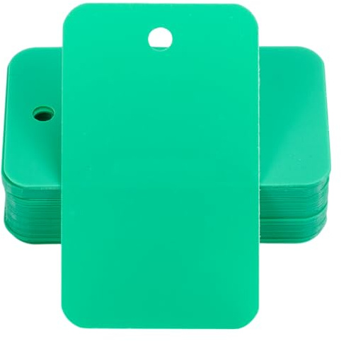 SOFPLATE 200 pieza de Etiquetas de Envío Verdes, Etiquetas de Plástico Impermeables En Blanco, Etiquetas de Identificación con Orificio para Ojal Rectangular de 1.18 x 1.97 pulgadas, Etiquetas Colgant