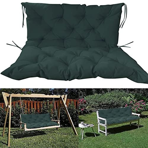 Outdoor Schaukelbank Auflage mit Rückenlehne Wasserdicht 2 3 Sitzer Bankauflage für Gartenmöbel Dick und Bequem Dunkelgrün