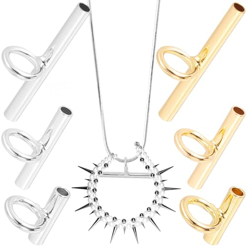 Winsyison 6pcs Brooch to Pendant Converters, Brass Pin to Pendant Converters, 3 Sizes Pin Necklace Adapter for Jewelry Making- Gold & Silver