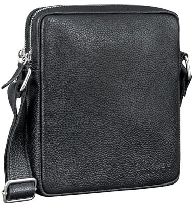 STILORD Zander Kleine Leder Umhängetasche Herren Schultertasche Echt Leder-Tasche - Crossbody Bag Herrentasche zum Umhängen Messenger Bag Männerhandtasche für 8” Tablet Farbe:schwarz