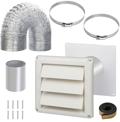 Dryer Vent Kit Through Wall with Hose/Duct Connector/Wall Plate,3 Inch Dryer Vent Hose Connector Ducting Kit for Bathroom Exhaust Fan Ventilation,Ceiling Washer Air Circulation